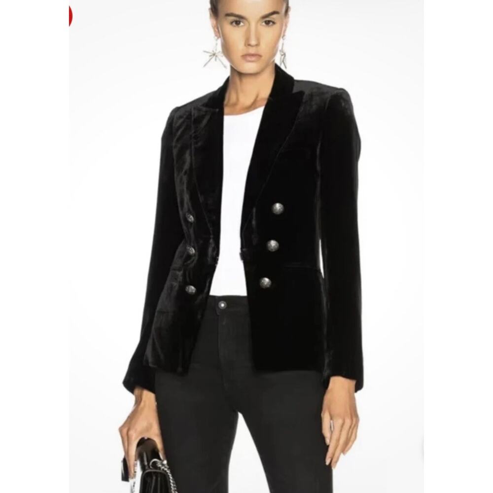 VERONICA BEARD Black Velvet
Briar Double Breasted Blazer
Jacket Size 8